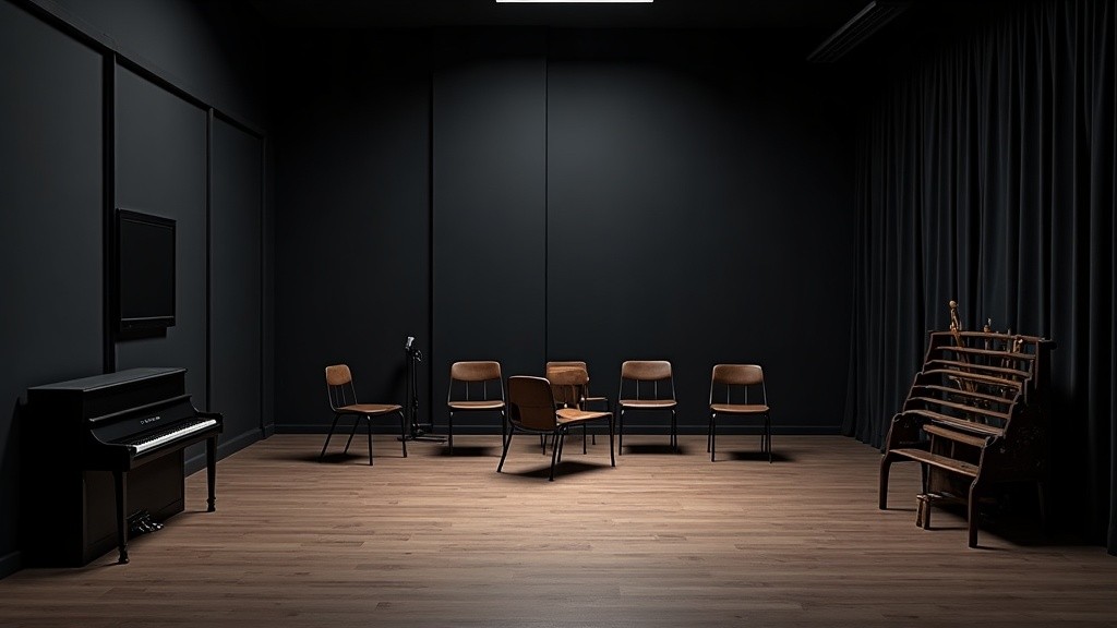 Student actor performing a dramatic monologue on stage