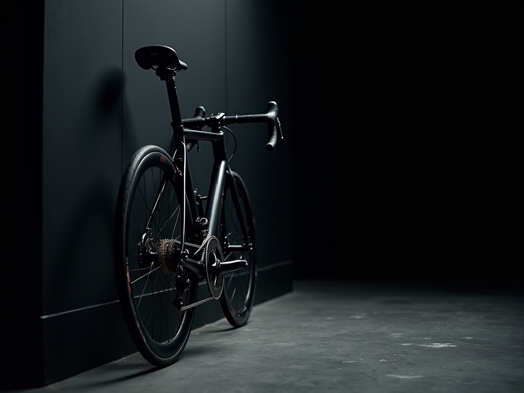 New road bicycle displayed under dramatic workshop lighting at Ridgeway Bikes Southampton
