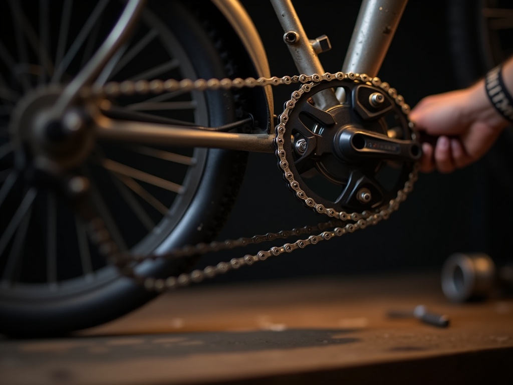 Close-up of bicycle derailleur being adjusted during a professional repair at Ridgeway Bikes