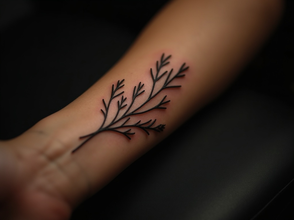 Delicate fine-line botanical tattoo work by Inkblot