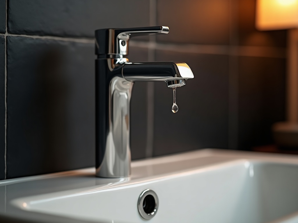 Chrome mixer tap on a white ceramic basin