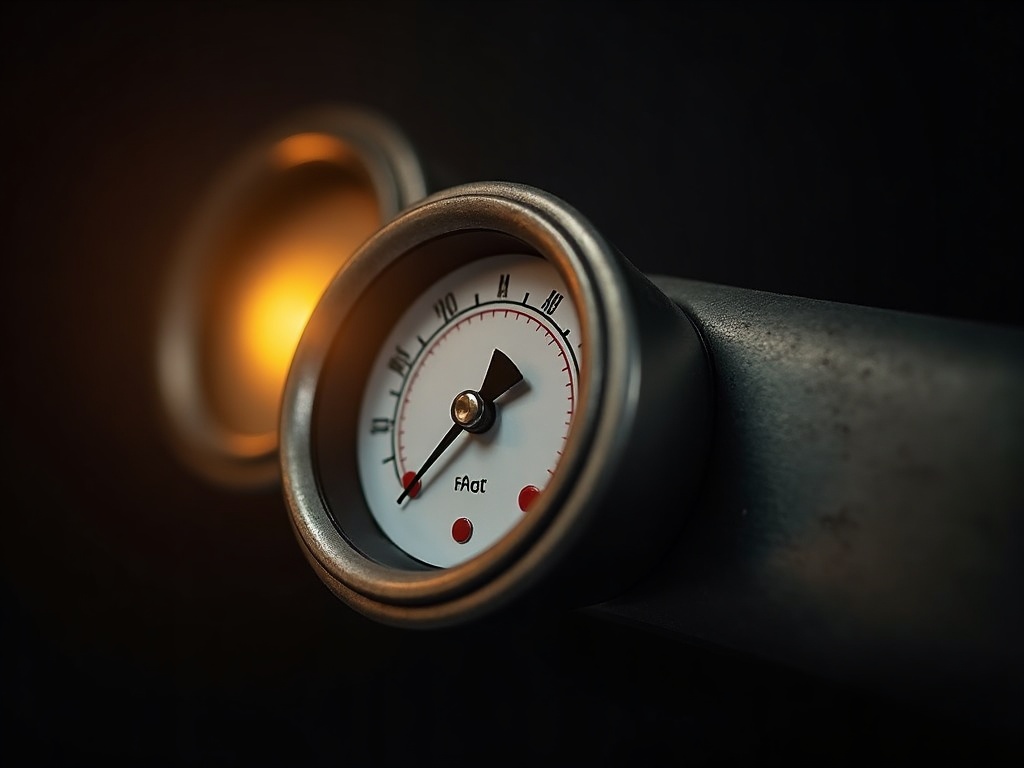 Boiler pressure gauge showing normal operating pressure