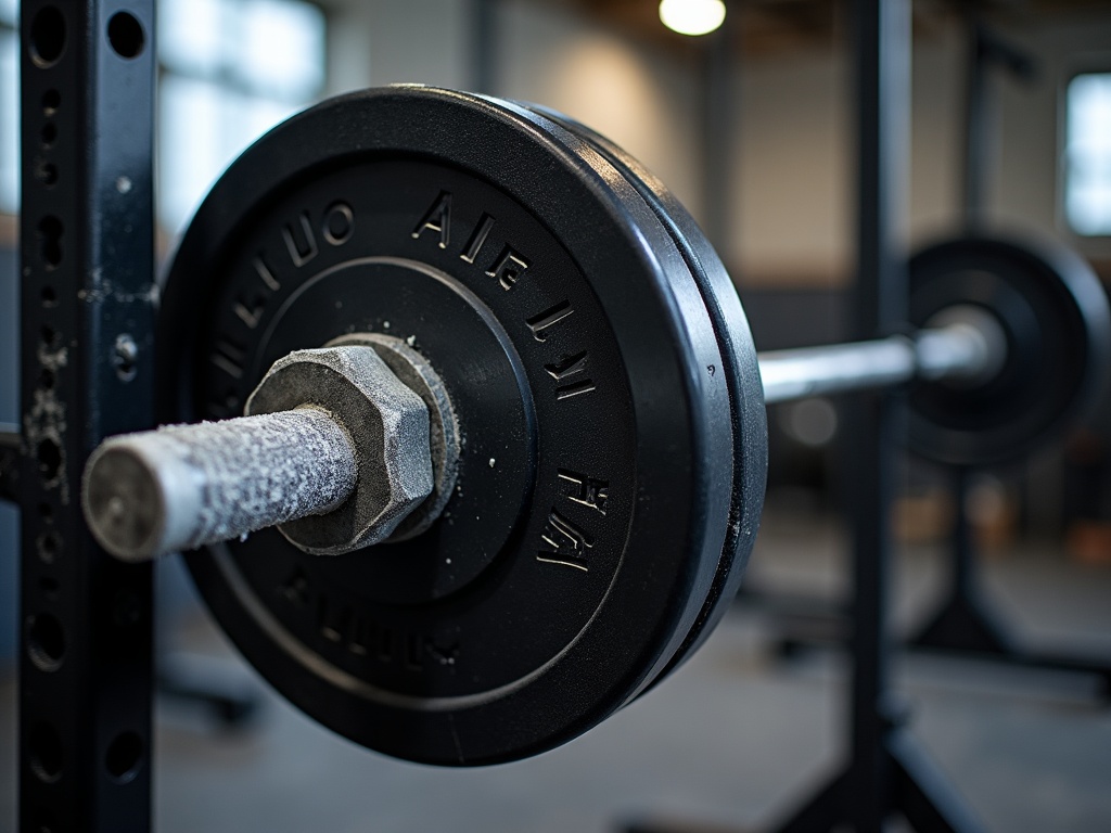 Barbell on a squat rack ready for a 1-to-1 personal training session